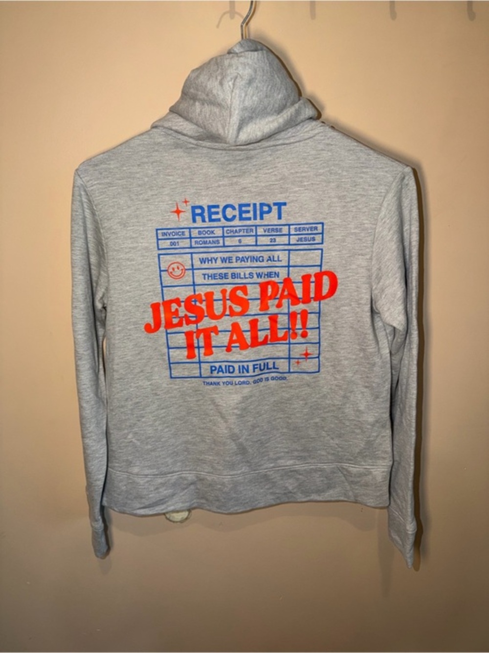 NWOT Alternative Apparel Women’s Gray Zip Up Jesus Graphic Hoodie